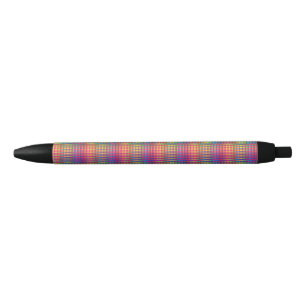 Colorful Checker Abstract Pattern Black Ink Pen