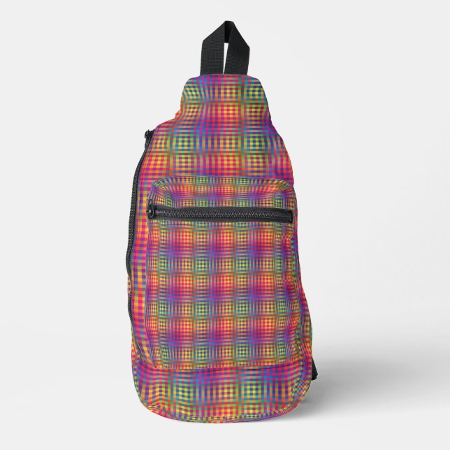 Colorful Checker Abstract Pattern Sling Bag (Front)