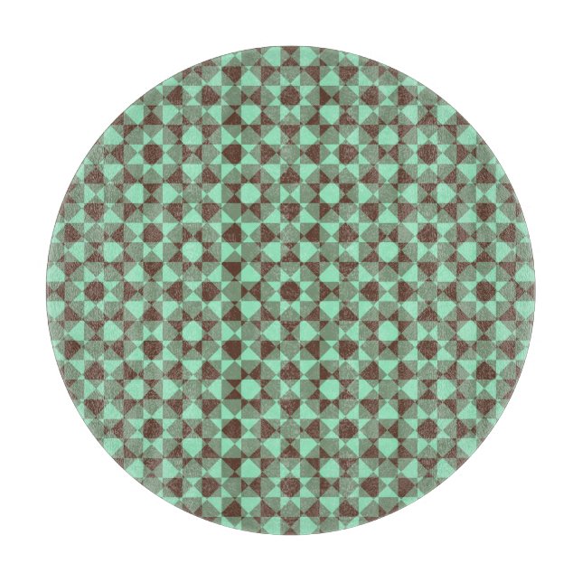 Colorful Checker Diamond Plaid Pattern Cutting Board (Front)