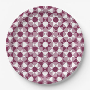 Colorful Checker Diamond Plaid Pattern Paper Plate