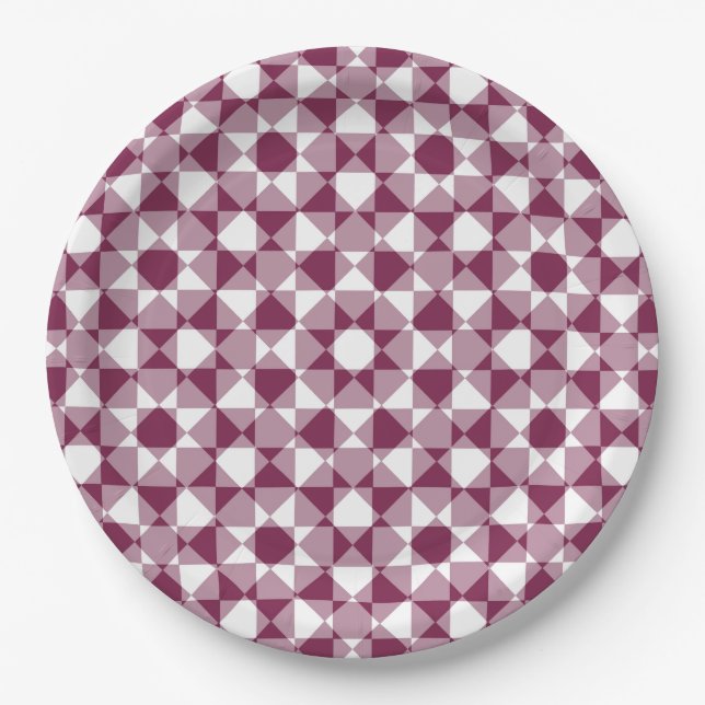 Colorful Checker Diamond Plaid Pattern Paper Plate (Front)