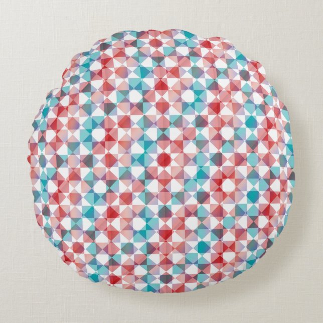 Colorful Checker Diamond Plaid Pattern Round Cushion (Front)
