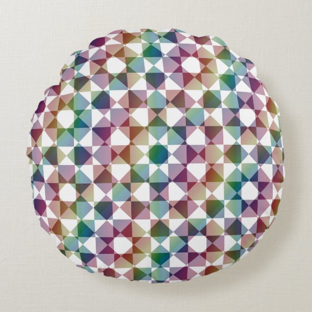 Colorful Checker Diamond Plaid Pattern Round Cushion (Front)