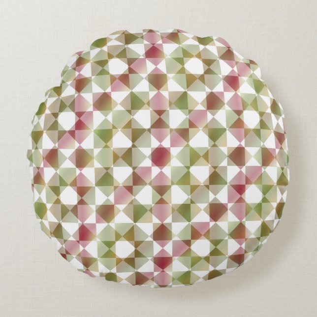 Colorful Checker Diamond Plaid Pattern Round Cushion (Front)
