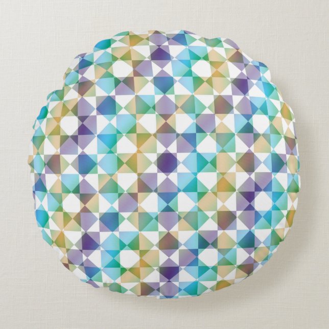 Colorful Checker Diamond Plaid Pattern Round Cushion (Front)