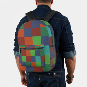 Colorful Checkerboard Printed Backpack