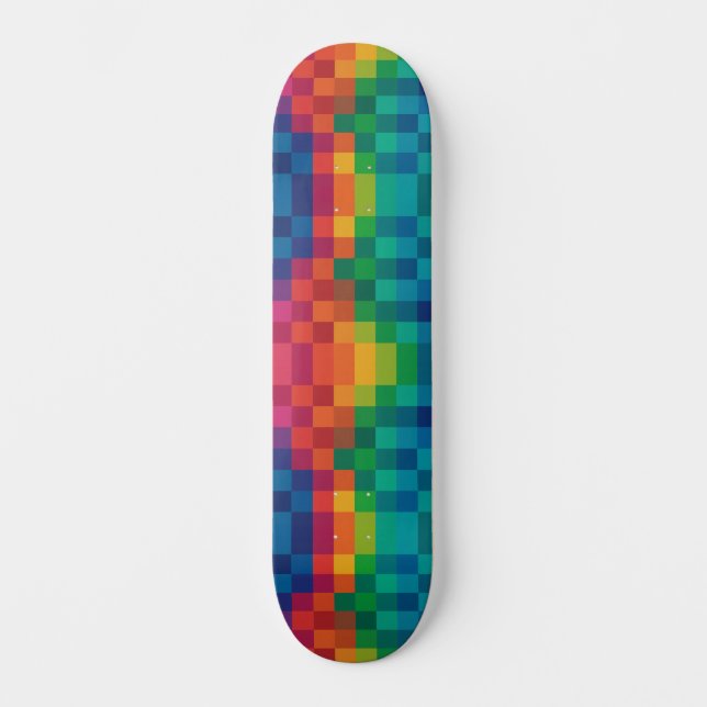 Colorful Checkered Pattern Skateboard (Front)