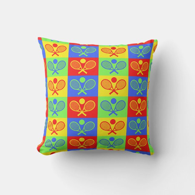 Colorful Checkered Tennis Seamless Pattern Cushion (Front)