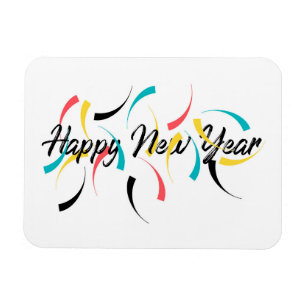 Colorful, cheerful design of "Happy New Year" Magnet