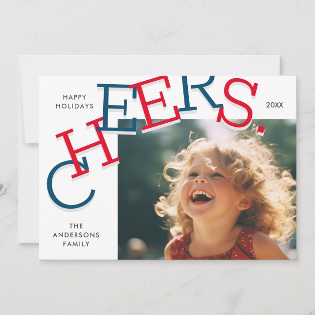 COLORFUL CHEERS! Simple Holiday Photo Christmas  (Front)