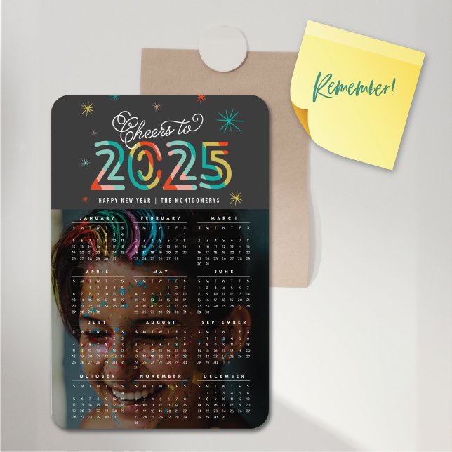 Colorful Cheers to 2025 Calendar New Year Photo Magnet (Colorful Cheers to 2025 Calendar New Year Photo Magnet @ fat_fa_tin)