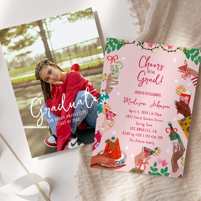 Colorful Cheers to the Grad Graduation Party Invitation (Colorful Cheers to the Grad Graduation Party Invitation)