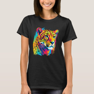 Colorful Cheetah Face Animal Print Big Cat Wildlif T-Shirt
