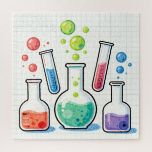 Colorful Chemistry Lab Glassware  Jigsaw Puzzle