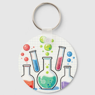Colorful Chemistry Lab Glassware  Key Ring