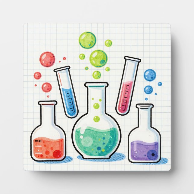 Colorful Chemistry Lab Glassware  Plaque (Front)