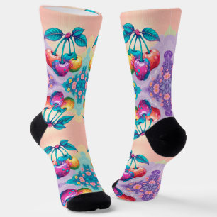 Colorful cherries socks