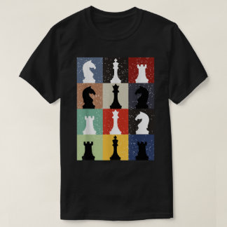 Colorful Chess Pieces Pop Art Pattern Design T-Shirt
