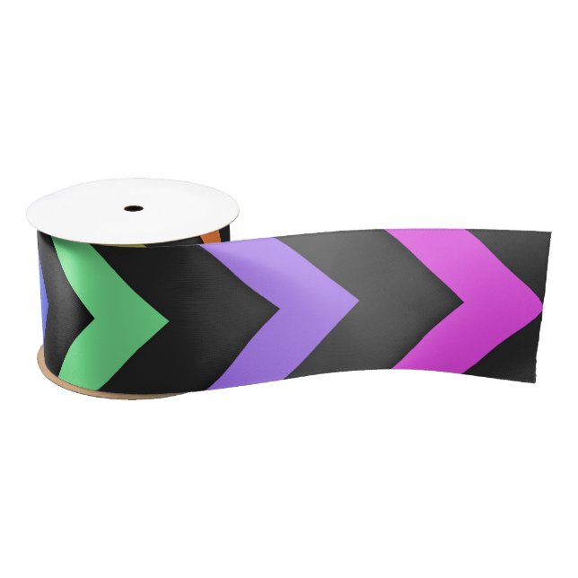 Colorful Chevron Vibrant Cool Summer Fun Pattern Satin Ribbon (Spool)