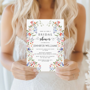 Colorful Chic Wildflower Wreath Bridal Shower Invitation