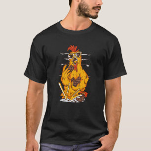 Colorful Chicken Eating Cookies Realistic Chicken  T-Shirt