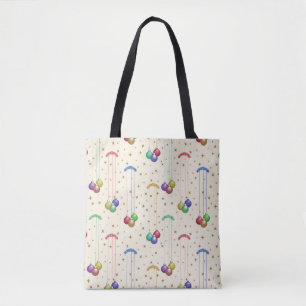 Colorful Christmas balls,gold stars Tote Bag