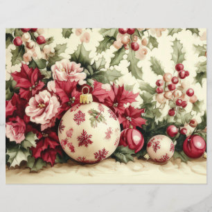 Colorful Christmas Baubles and Flowers 