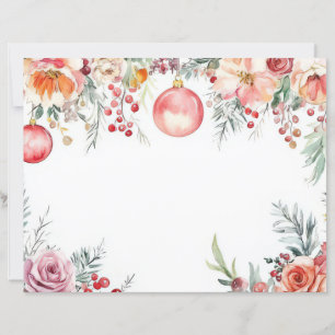 Colorful Christmas Baubles and Flowers 