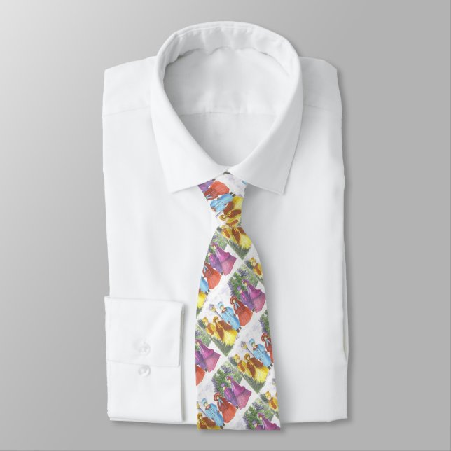COLORFUL CHRISTMAS CAROLERS TIE (Tied)