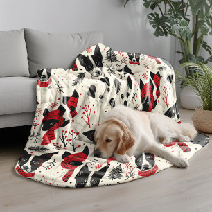 Colorful Christmas Dogs Pattern Fleece Blanket
