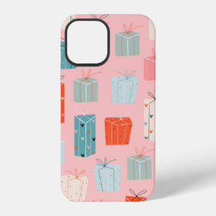 Colorful Christmas gifts on a pink background. Sea iPhone 12 Case