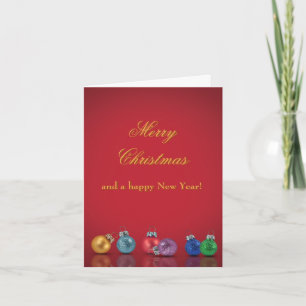 Colorful Christmas Glitter Ornaments Holiday Card