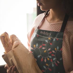 Colorful Christmas Lights Personalized Holiday Apron