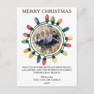 Colorful Christmas Lights Photo Family Holiday Postcard