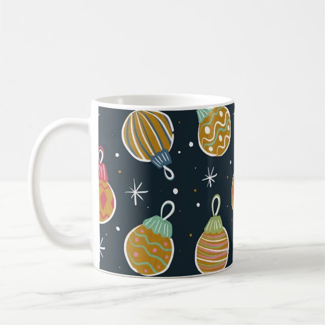 Colorful Christmas Ornament Pattern Mug (Left)