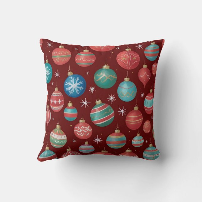Colorful christmas ornaments pattern cushion (Back)
