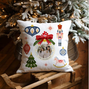 Colorful Christmas Photo Decorative Pillow