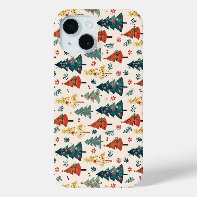 Colorful Christmas Pine Trees Seamless Pattern Case-Mate iPhone Case (Back)