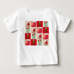COLORFUL CHRISTMAS PRESENTS SANTA CANDY TREE BABY T-Shirt