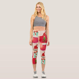 COLORFUL CHRISTMAS PRESENTS SANTA CANDY  TREE CAPRI LEGGINGS