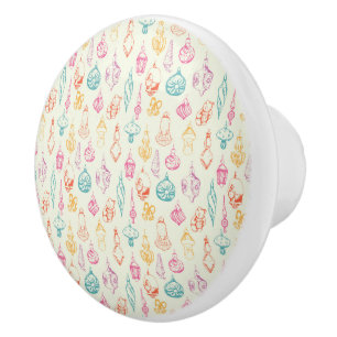 Colorful christmas toys hand drawn ceramic knob