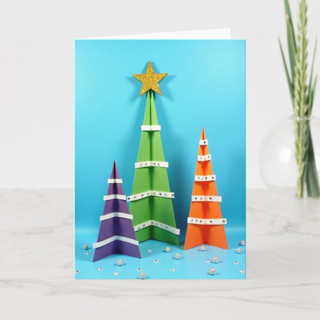 Colorful Christmas Trees Card (Front)