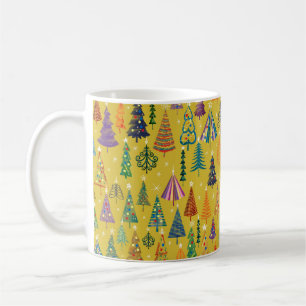 Colorful christmas trees seamless pattern backgrou coffee mug