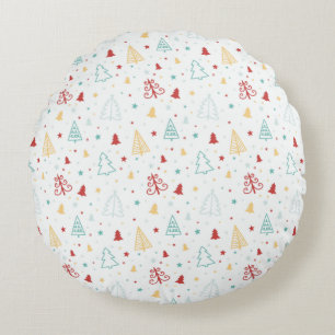 Colorful Christmas Trees & Stars Pillow