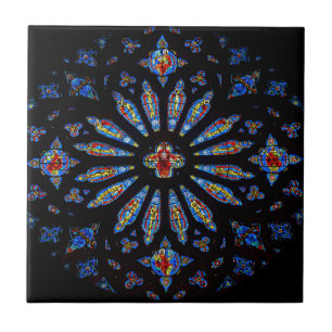 Colorful Church Stained Glass Ceramic Tile