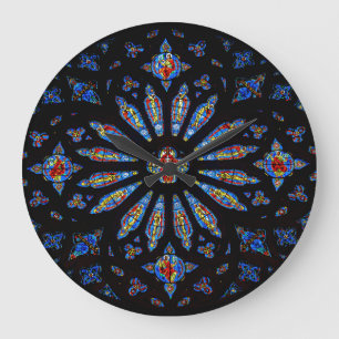 Colorful Church Stained Glass Large Clock
