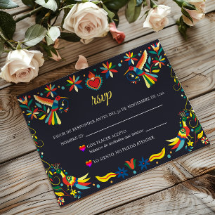 Colorful Cinco de Mayo Fiesta Spanish Wedding RSVP Card