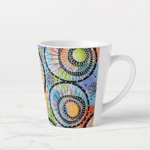Colorful Circle Doodle Design Latte Mug