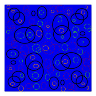 Colorful circles on blue poster