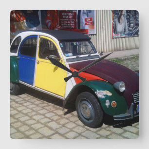 Colorful Citroen 2 CV Square Wall Clock